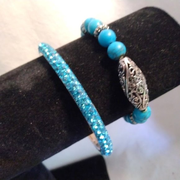 Fashion Jewelry Lot Boho Chic Quiet Luxury Layered Faux Turquoise Green Blue - Picture 7 of 10